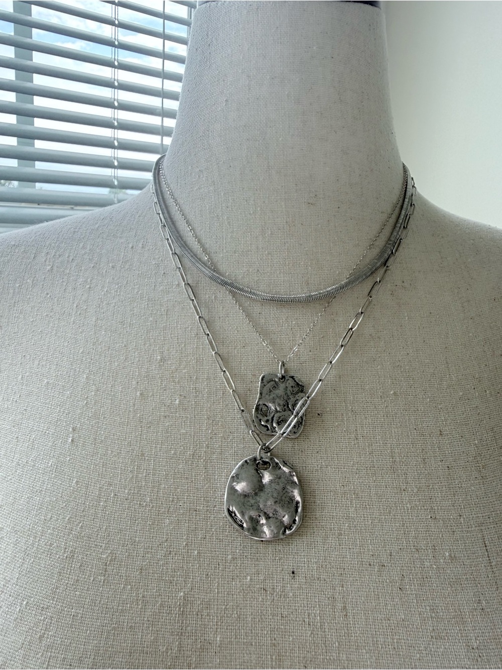 Free People Silver Layered Mixed Oversized Coin Necklace
